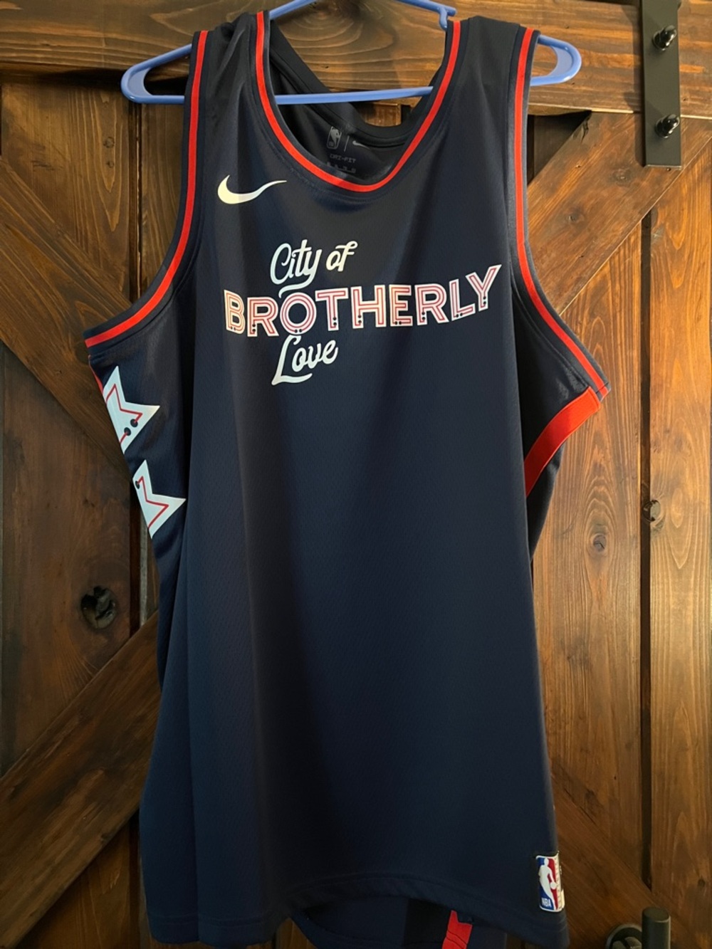 Nike Navy, Red & White 'City of Brotherly Love' 76ers Basketball Jersey